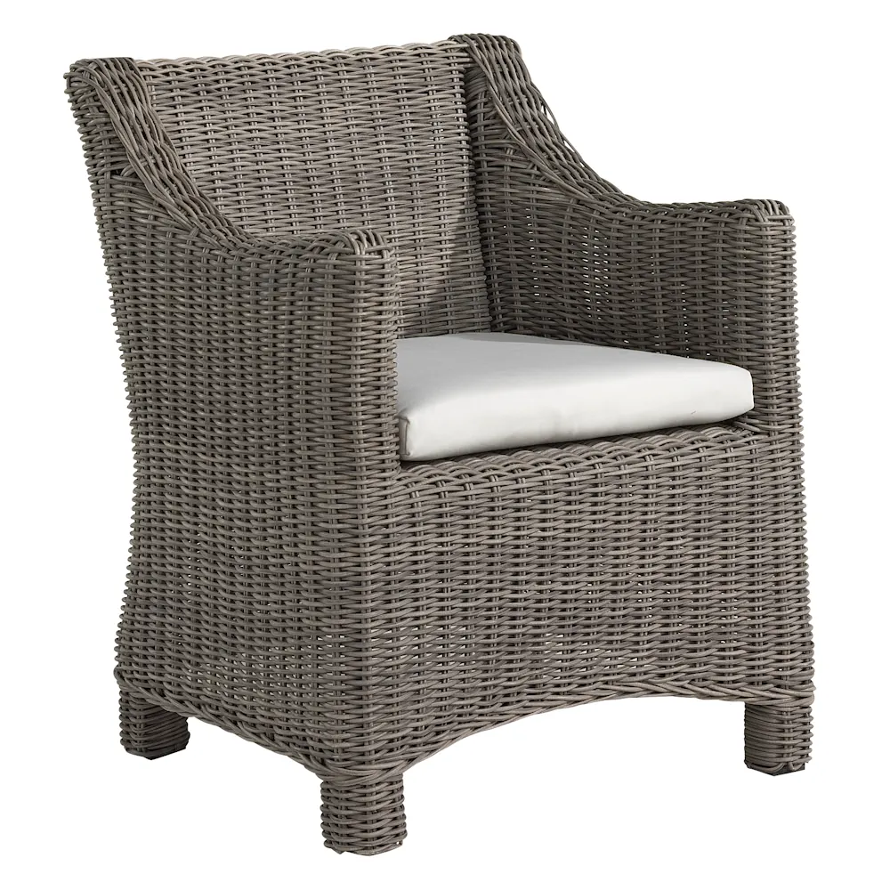 outdoor wicker dining chair with arms.