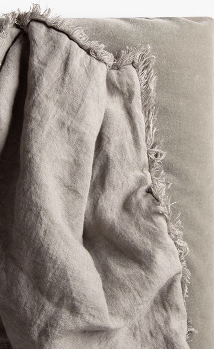 Greige Velvet & Linen Bedspread - Large - Image 3