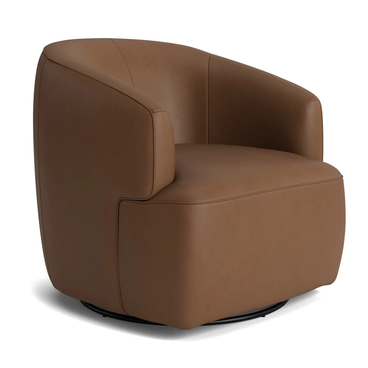 Halo Derby Leather Swivel Armchair in Antique Cigar leather