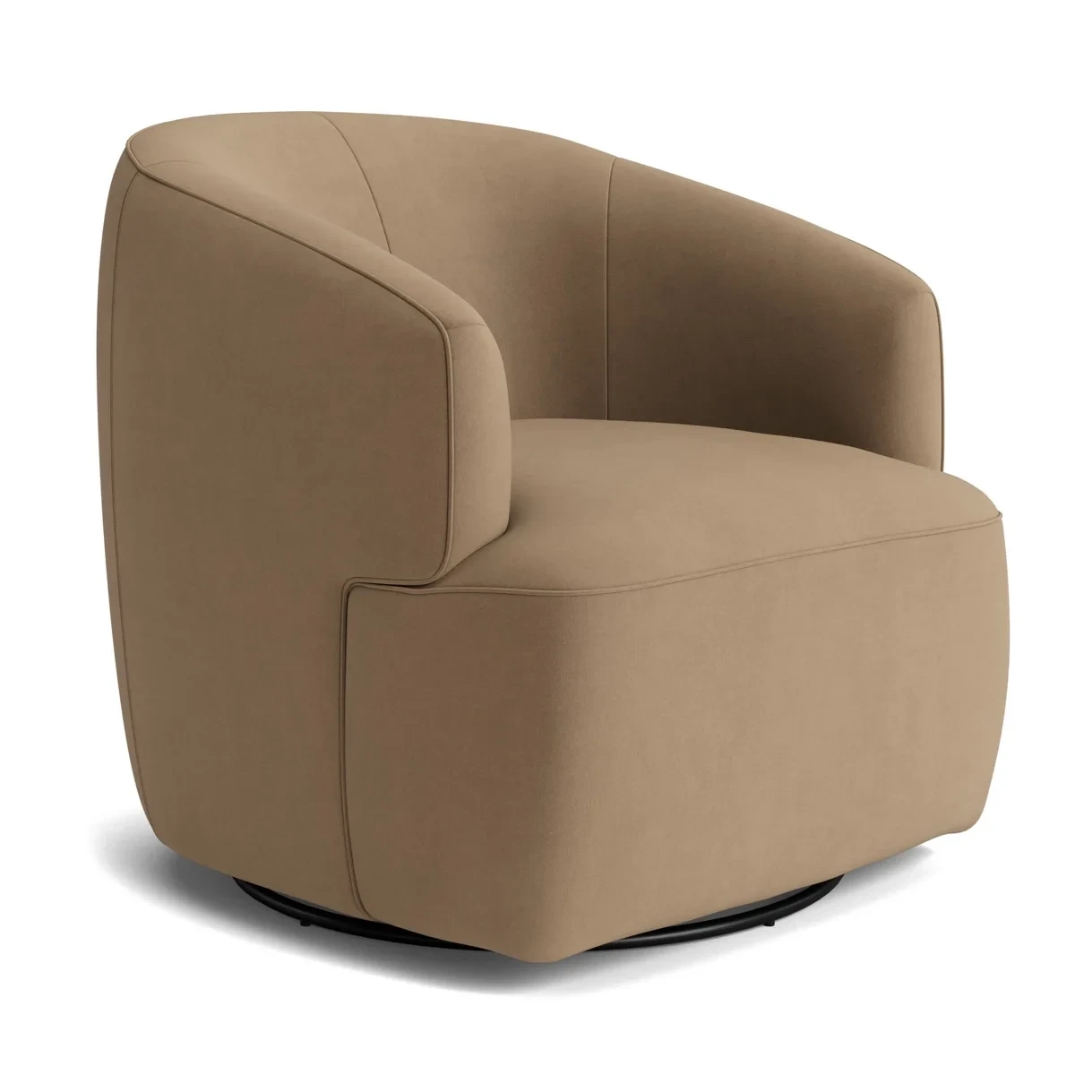 Halo Derby Swivel Armchair in Beige Velvet