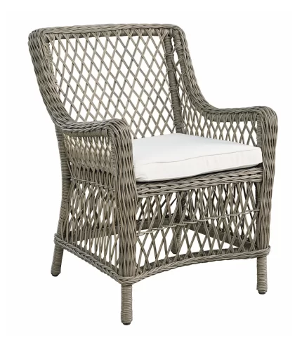 Artwood Marbella Outdoor Dining Armchair in Vintage with handwoven polyethylene and outdoor cushion