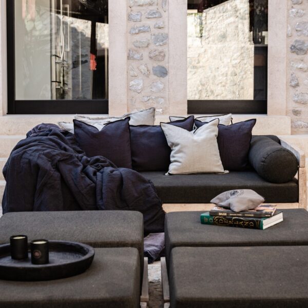 Lava Grey Velvet & Linen Bedspread - Large - Image 3