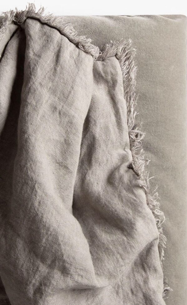 Greige Velvet & Linen Bedspread - Large - Image 3