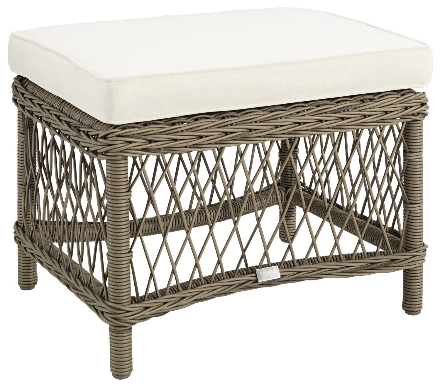 Artwood Marbella Outdoor Ottoman in Vintage with woven polyethylene frame and outdoor cushion