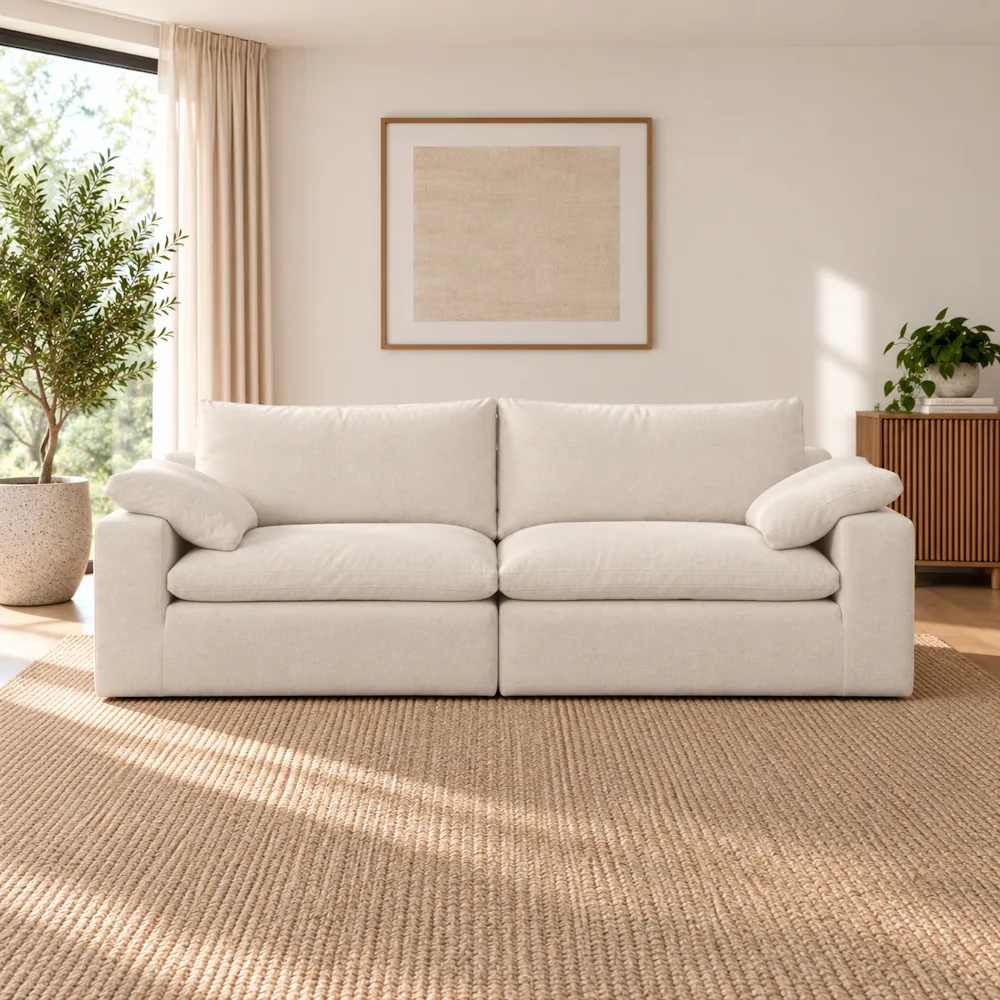 Left hand and right hand Halo Solistice Modular Sofa in Native Linen Natural